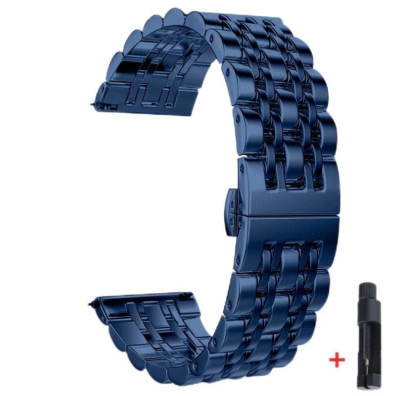 22 мм 20 мм Нержавеющая сталь Ремешок для Samsung Galaxy Watch 7 6 4 5 45 мм Gear S3 46 мм 42 мм Active2 40 44 мм Браслет для Amazfit BIP 2 GTR Металлический Браслет