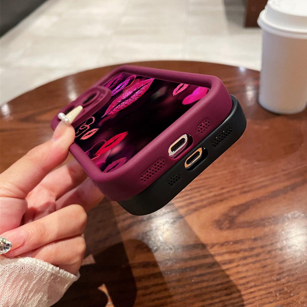 LZ23 Lips Kiss Heart Design Art Silicone Phone Case for iPhone 11 13 14 15 16 Pro Max 7 8 16 Plus 12 Mini XS Max XR Shockproof Back Cover