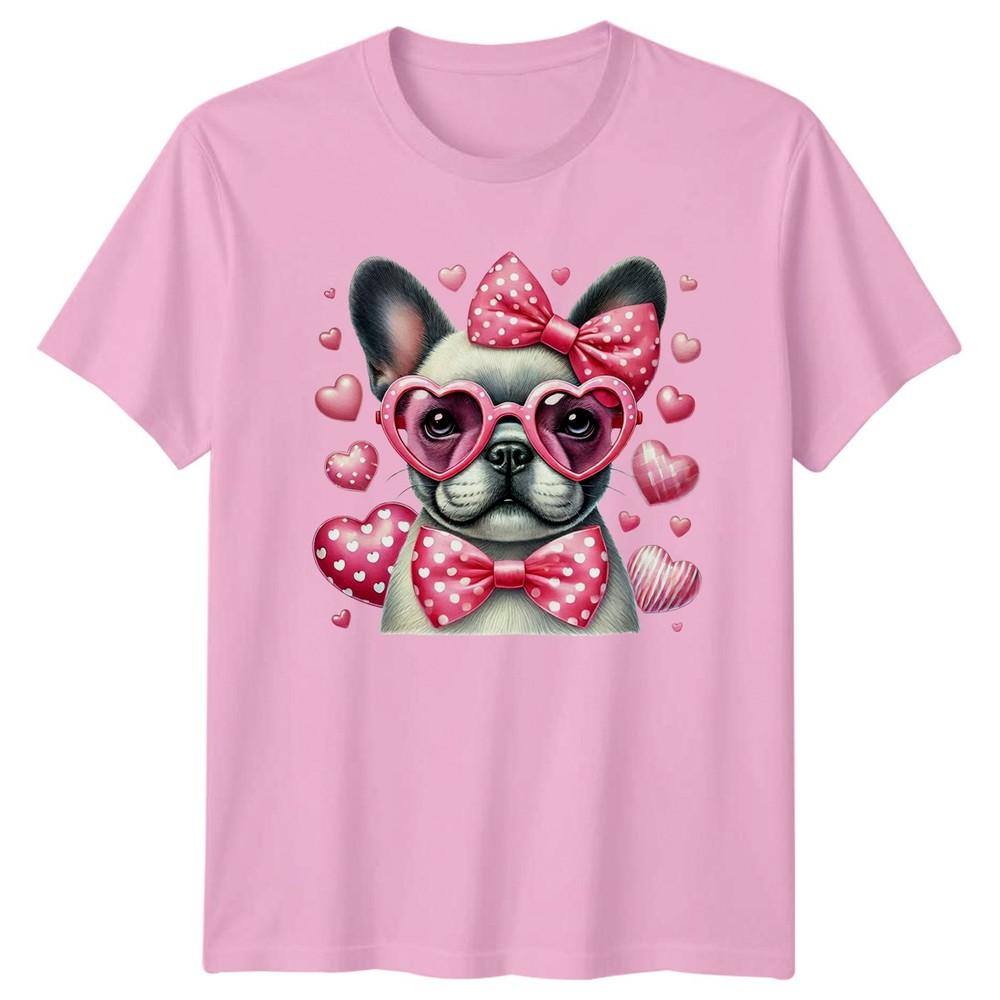 French Bulldog Puppy Wearing Heart Unisexs TShirt Frenchie