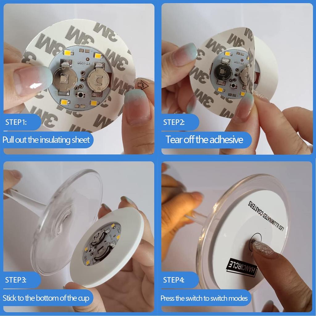 150 шт. Светящиеся наклейки-подставки Светодиодная подставка для напитков в баре Подставка для чашки Подставка для бутылок вина и ликера Атмосферный свет Наклейка на чашку Светоизлучающая