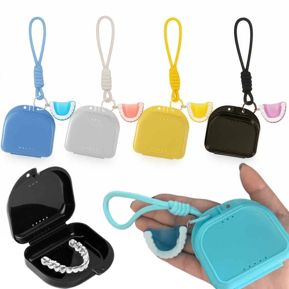 Sealed Tooth-Shaped Pendant Box Ventilated Portable Denture Storage Box for Orthodontic Retainer