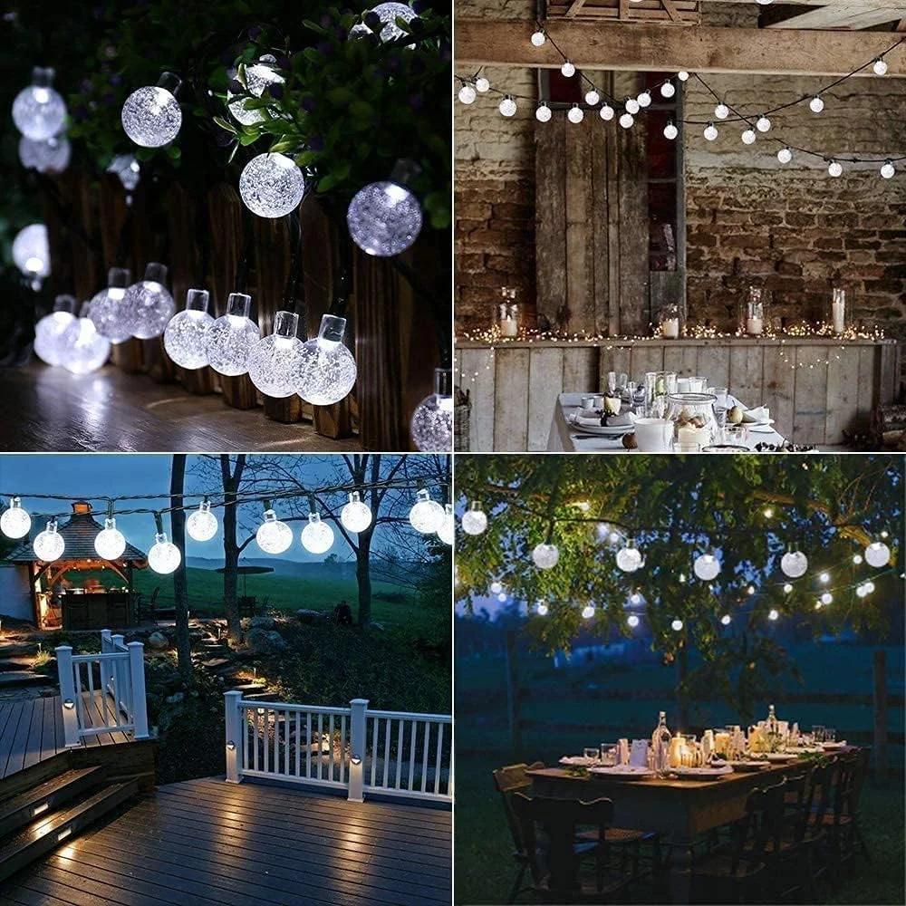 12m/39.37ft100 Solar Powered Bubble Ball String Light Indoor Outdoor Decorative Lamp With 8 Lighting Modes Suitable For Home Holiday