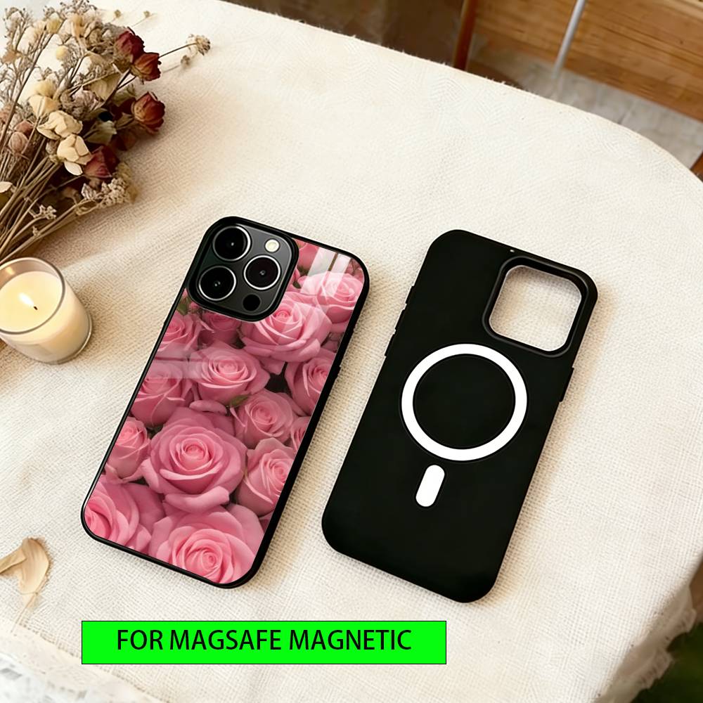 Цветочный чехол для телефона для iPhone 17, 16, 15, 14, 13, 12, 11 Plus, Pro, магнитный, для беспроводной зарядки Magsafe