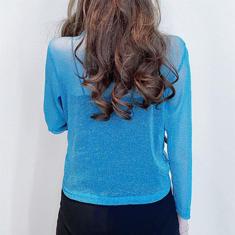 1 шт., нейлоновая кружевная трость с длинными рукавами, свободная тонкая шаль снаружи, женская солнцезащитная рубашка, летняя короткая куртка, топы, перламутровый кардиган из ледяного шелка, кружевные пальто