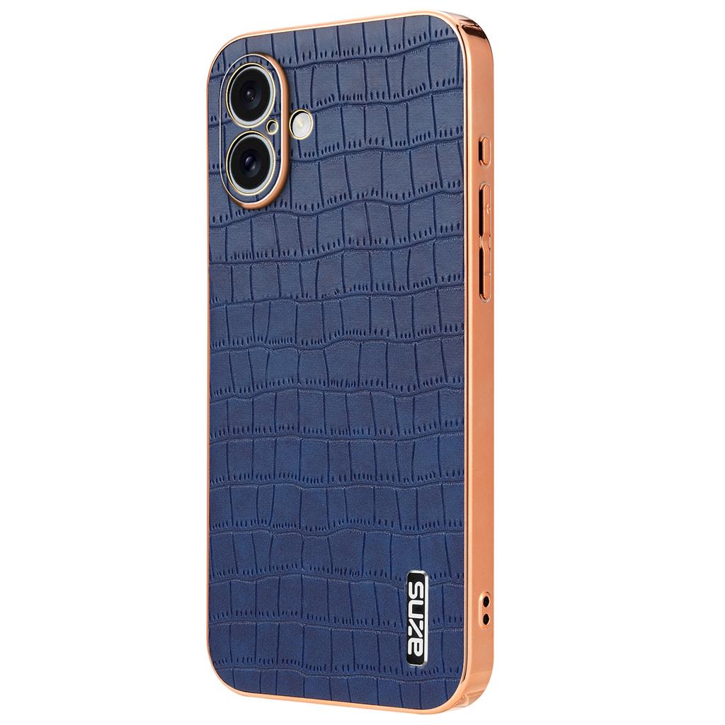 AZNS For iPhone 16 Case Electroplating Crocodile Texture PU+TPU Phone Cover