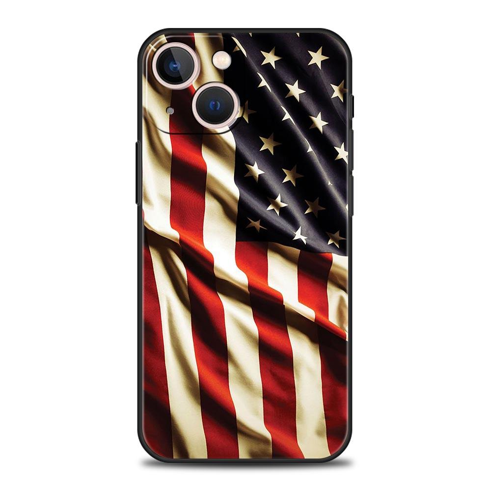 Американский флаг США Чехол для телефона iPhone 17 16 15 Pro Max 11 12 13 14 7 8 Plus SE 2020 X XR XS Мягкий Черный