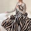 Luxury Zebra Print Fleece Sofa Throw Blanket - Half-Plush Office Nap & Airplane Decorative Blanket