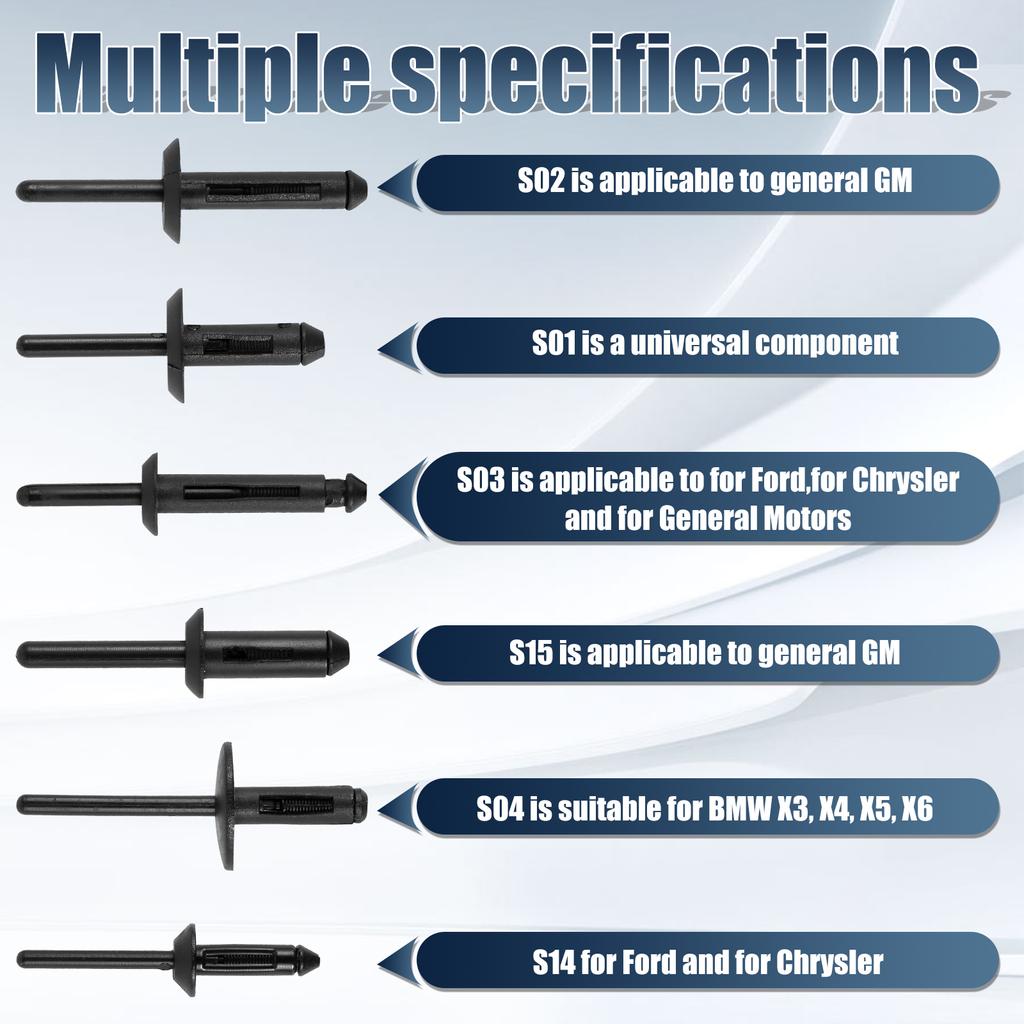 115 шт. автомобильных зажимов River, пластиковых автомобильных зажимов, 6 размеров, набор заклепок для смешанного автомобиля, сменный комплект крепежных элементов для салона автомобиля