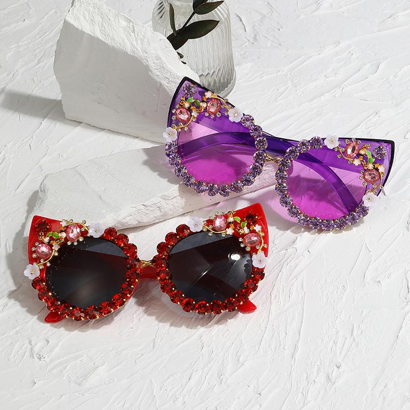Sunglasses Personalized Diamond Cat Eye Sunglasses Versatile Street Sunglasses Women