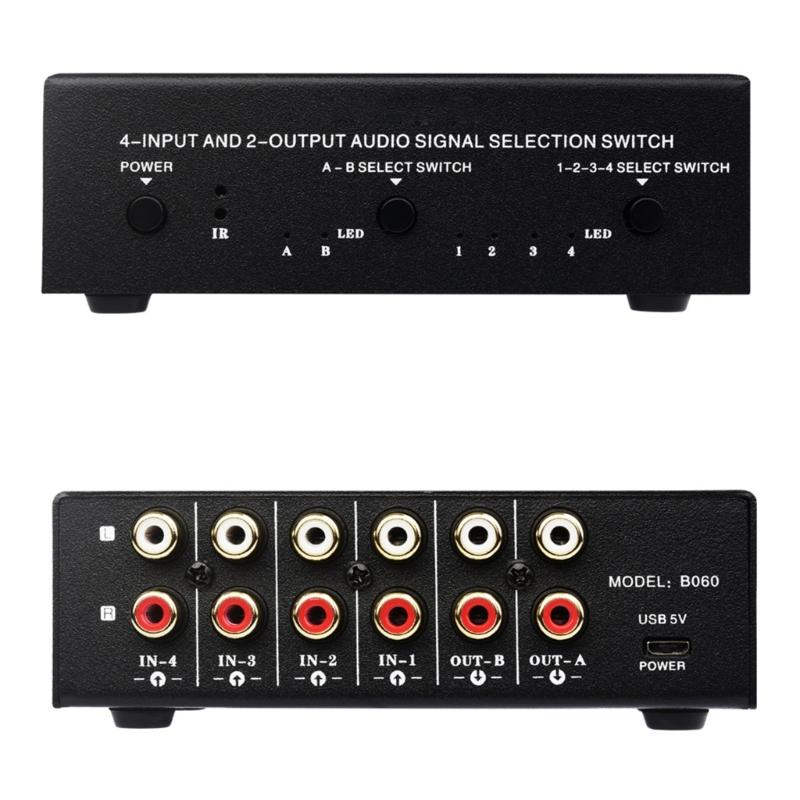 4 In 2 Out Sound Signal Remote Controlled her Headphones Speaker hing Box Bidirectional hing 2 In 4 Out