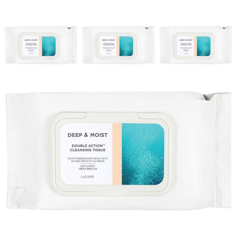 Lacvert Deep & Moist Double Action Cleansing Tissues, 80 wipes, 4 pcs