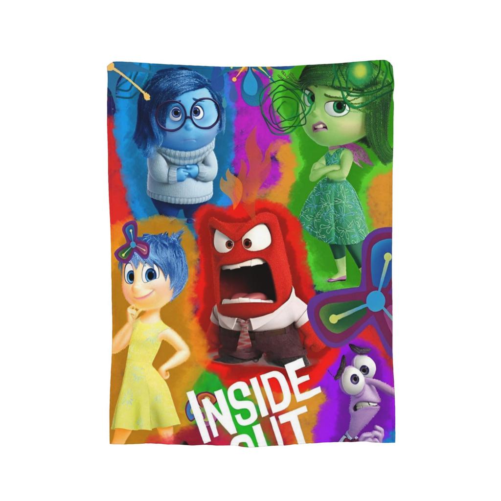 Inside Out Wool Blanket Cartoon Action Comedy Funny Throw Blankets for Sofa Bedding Lounge 125*100cm Rug Piece,