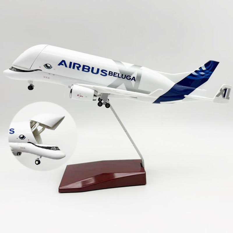 Самолет Масштаб 1/180 Детские игрушки Белуга 30 см Открывающийся грузовой отсек Модель Литая Смола Самолет со стойкой Самолет Подарок для детей