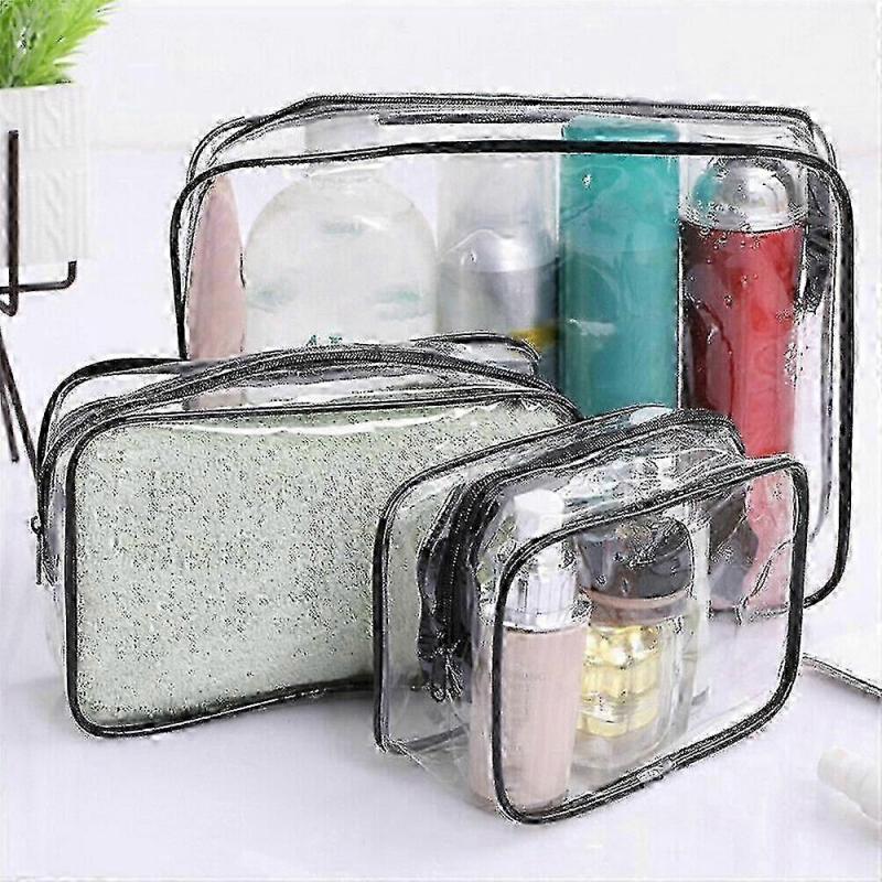 Набор из 3 прозрачных пакетов для жидкостей, одобренных TSA, для авиаперелетов | Непромокаемые косметички | Предметы первой необходимости для ручной клади в отпуске-2025