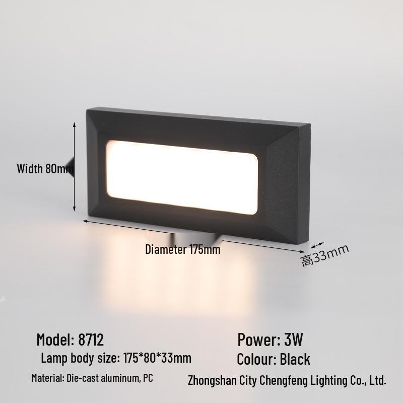 Водонепроницаемый светодиодный светильник для ступеней для наружных пандусов и углов, литой алюминиевый плинтусный светильник