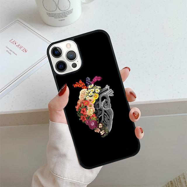 Чехол для телефона Цветочное Сердце Для iPhone 17 Air 14 15 16 13 12 Чехол Для Apple iPhone 17 Air 14 15 16 Pro Max 6S Plus Coque