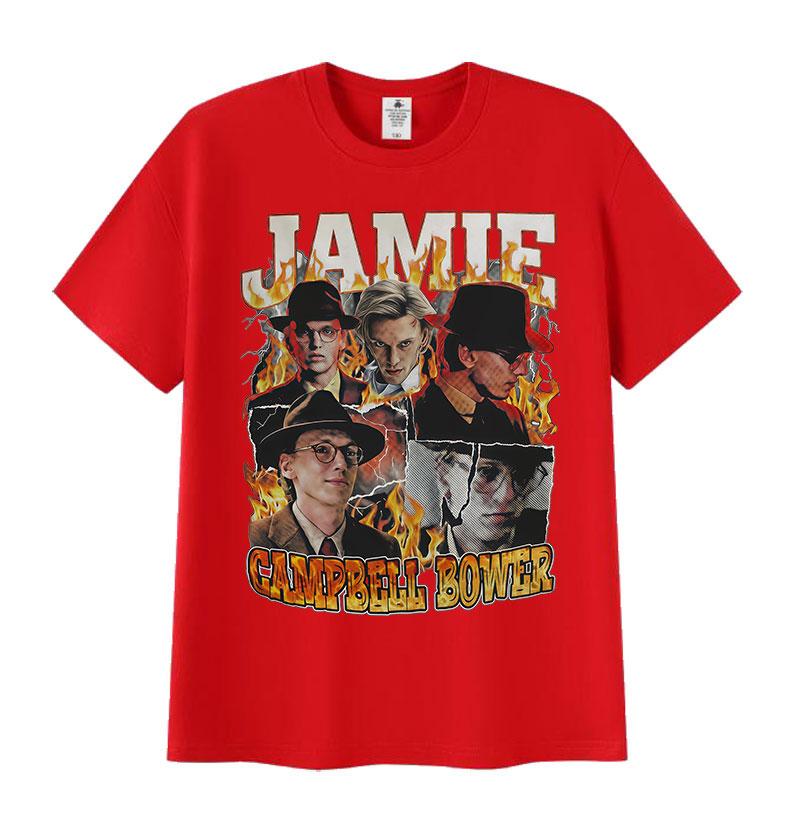 Limited Actors Jamie Campbell Bower Graphic T Shirt Mens Retro Fashion Oversized Cotton Tshirt Classic Gothic Clothing Tshirts