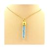 Stones and Minerals. Raw Neon Blue Apatite Necklace. Tube Model. Gold Color.