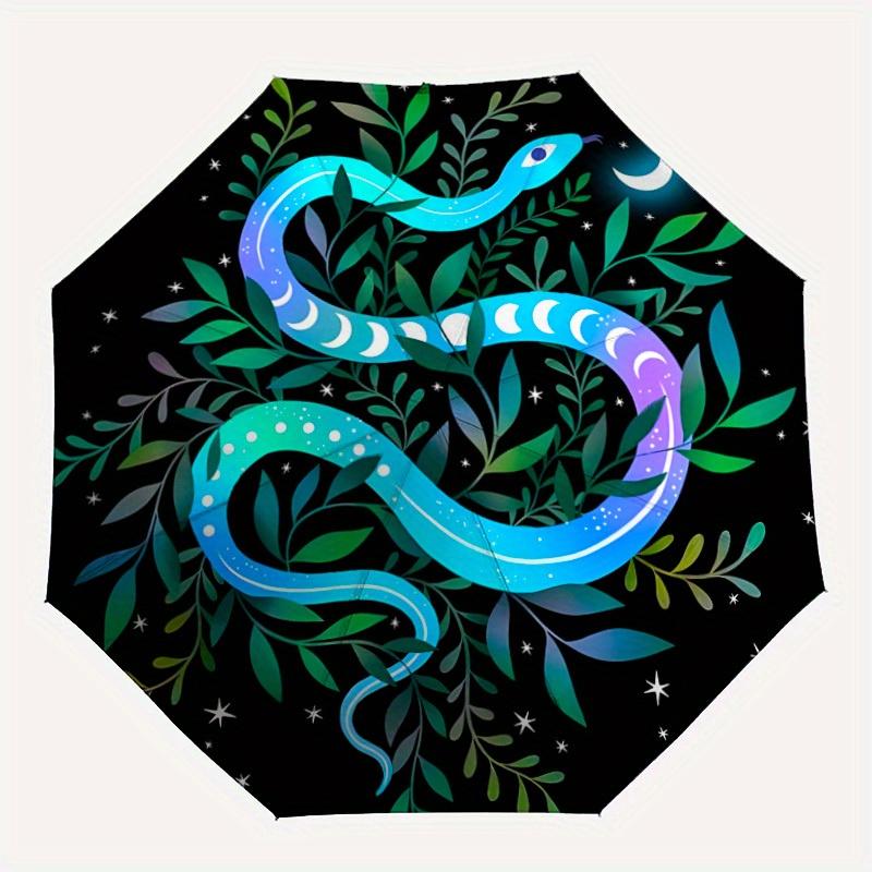 1pc Moon Snake Auto Open/Close Leisure Umbrella, Portable Folding Umbrella for Travel, Themed Events, It is suitable as a gift for various festivals,