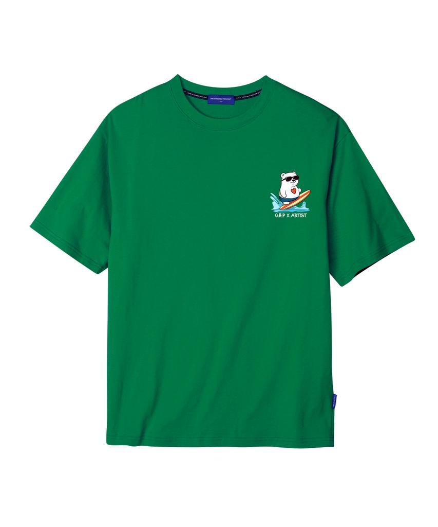 OHP Ohpxharmonia Heart Polar Bear Semi-Oversized Short Sleeve T-Shirt P (Type A)