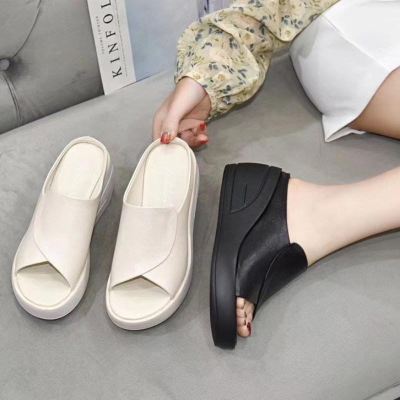 2024 Летние сексуальные тапочки с открытым носком и толстой подошвой на покатом каблуке для женщин, новая верхняя одежда, удобные женские сандалии Sandalias Femininas