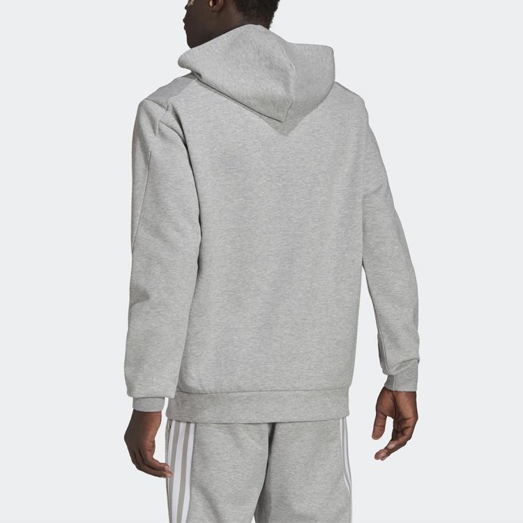 Adidas Sweatshirts Men's Gray Hooded Moderate Cardigan HE2224