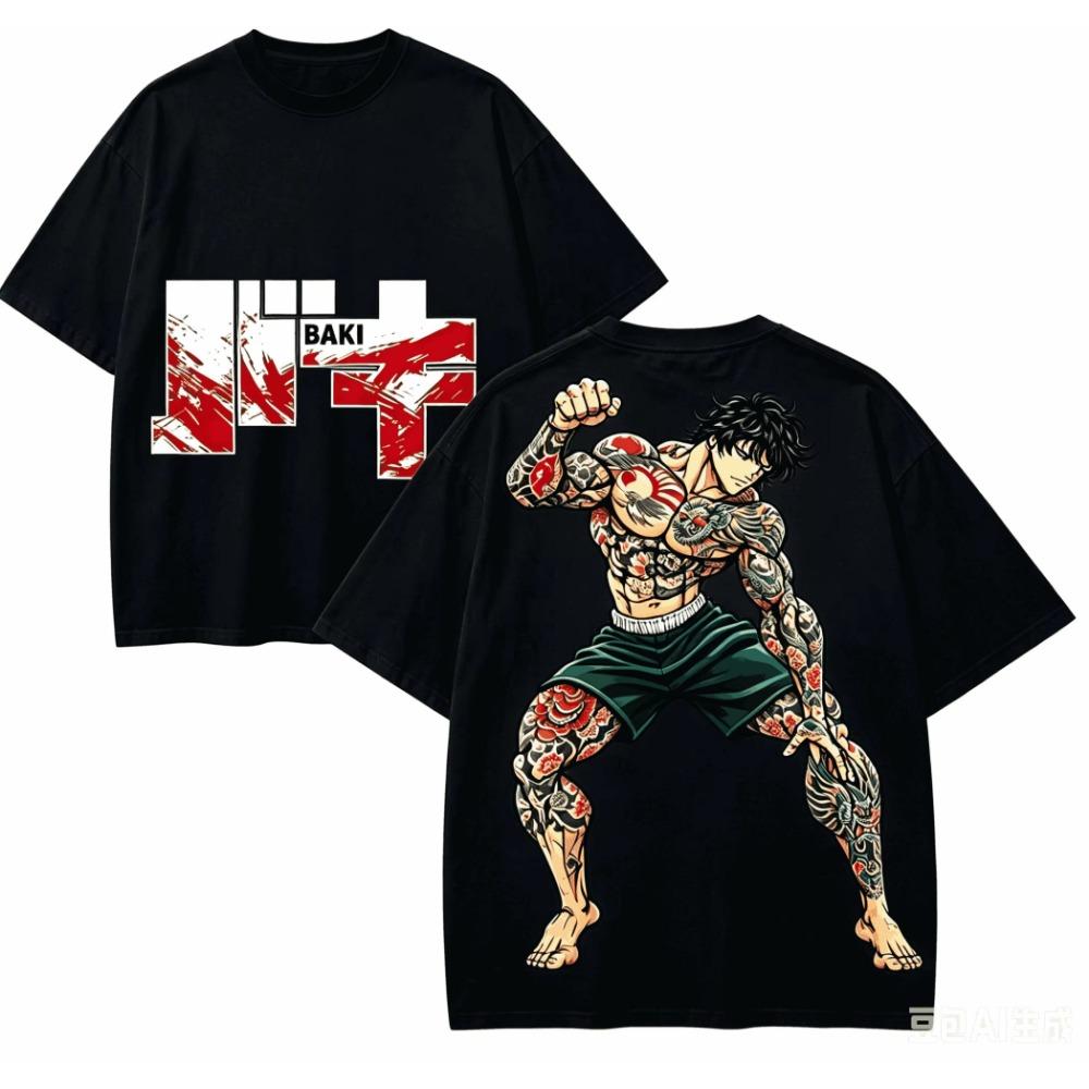 Baki the Grappler Anime Graphic T-shirt Unisex Cotton Oversized Retro High Street Harajuku Casual Short Sleeve Tee Tops For Anime Enthusiasts