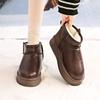 Модные женские плоские зимние сапоги новая зимняя мода круглый носок рукав толстая подошва противоскользящие износостойкие короткие сапоги