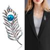 Elegant Stylish Brooch Rhinestone Feather Brooch Suit Decor Costume Accessories