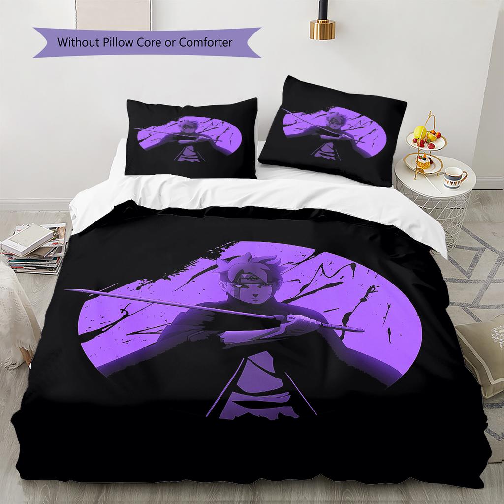 Постельное белье с узором из аниме Наруто, Домашний декор, Подарок на день рождения (1 пододеяльник + 2 наволочки, без наполнителя)