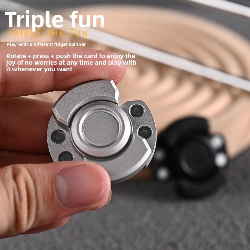 Three-in-one Fingertip Gyro Zinc Alloy Cool Snap EDC Toys Push Cards Decompression Rotating Magnetic Suction Decompression Artifacts