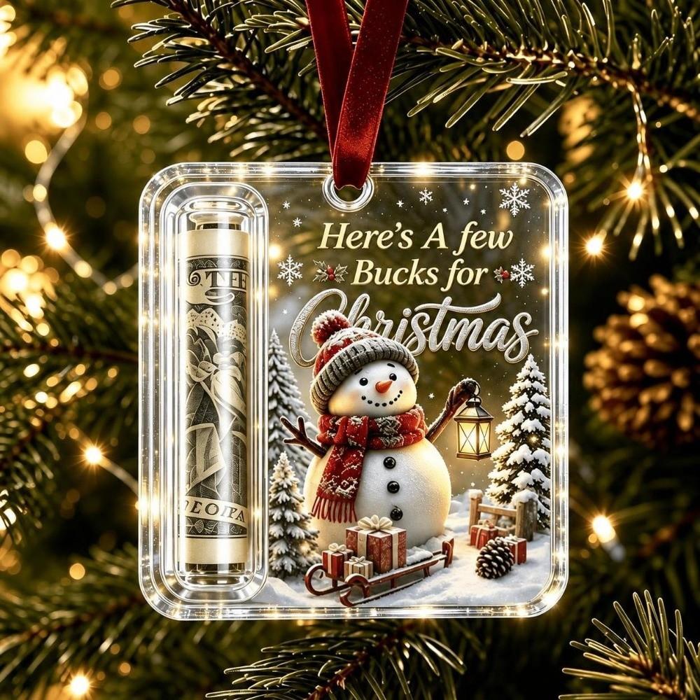 Hanging Christmas Cash Gift Ornament Acrylic Treat Holder Ornament Cash Gift Box for Holiday Decor
