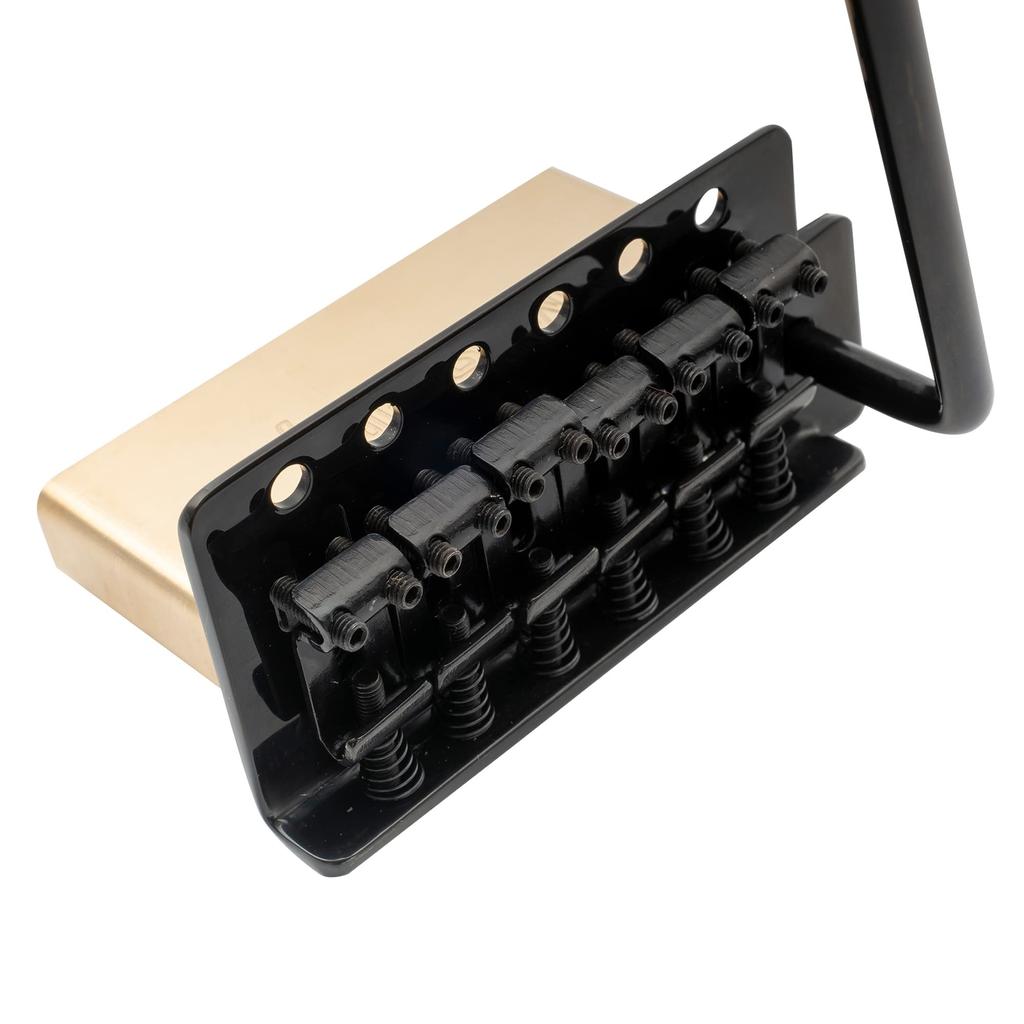 Musiclily Pro 10.5mm Vintage 6-Point Tremolo Unit Bridge with 36mm Solid Brass Block for Squier Stratocaster Electric Guitars, Black