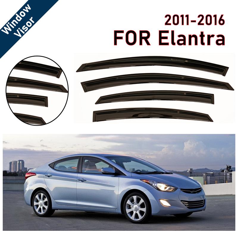 Дефлекторы окон для Hyundai Elantra 2011-2016 Седан | 4 шт. Козырьки от дождя Ветровики | Аксессуар Защита от непогоды для автомобиля