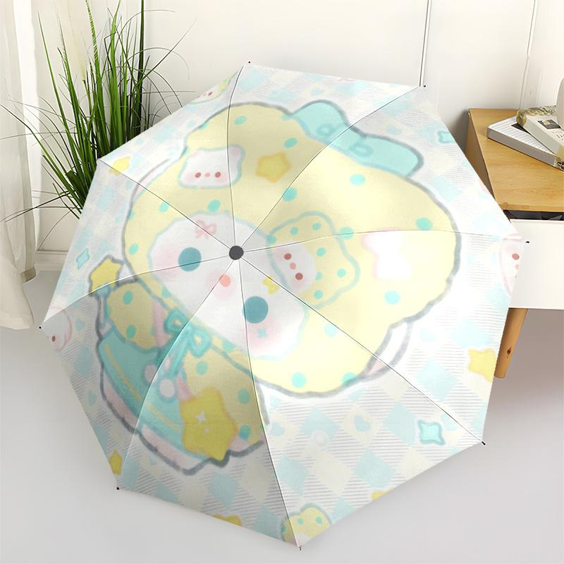 1pc Cute Cartoon Character Automatic Folding Umbrella with Bowknot Design - Portable 3-Fold Outdoor for Fans, Travelers, Everyday Use, Festive Gift.Q0
