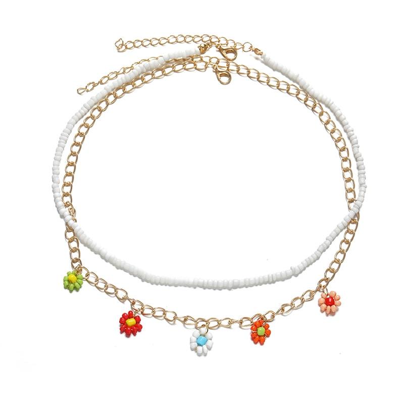 iF ME Красочное ожерелье из бисера, пряжка, цветы, колье из бисера, подарок для женщин, милый кулон, ювелирное изделие, трендовая вечеринка