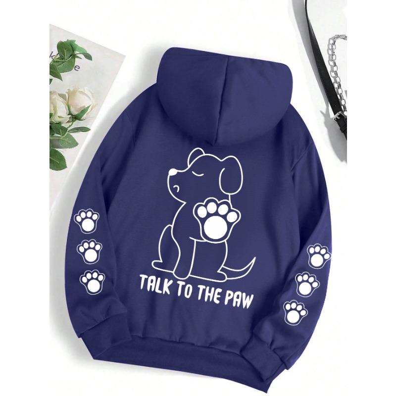 Talk To The Paw Смешная собака мультфильм принт толстовка женская теплая флисовая толстовка модная повседневная с капюшоном осень свободная круглая горловина женские топы