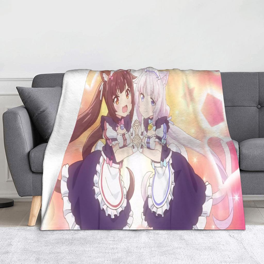 Nekopara Game Chocola and Vanilla Blankets Flannel Summer Air Conditioning  Portable Soft Throw Blanket for Sofa Couch Rug Piece