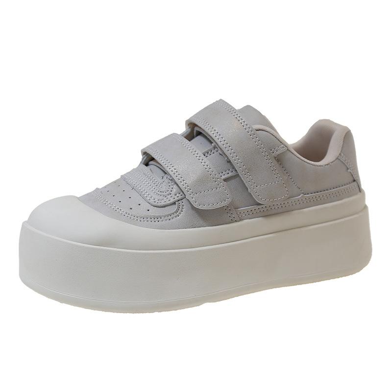 Женские туфли на толстой подошве на липучках, новые туфли-булки с увеличением высоты, повседневные универсальные маленькие белые туфли