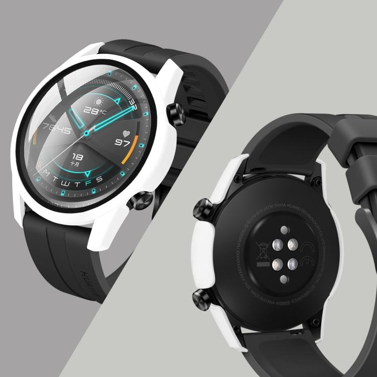 Для Huawei watch GT2 46MM масляный корпус из поликарбоната + интегрированная защитная пленка из закаленного стекла 9H(белый)