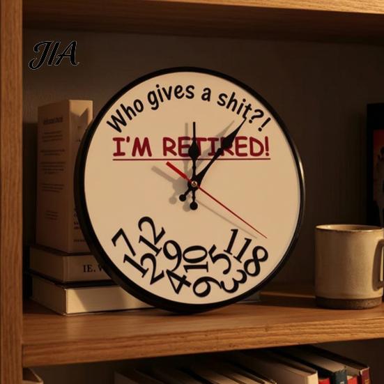 Retirement Gifts for Nurses And Teachers Humorous Wall Clock, Who Gives A Shit I'm Retired, Silent Non Ticking Round Wooden Clock Living Room
