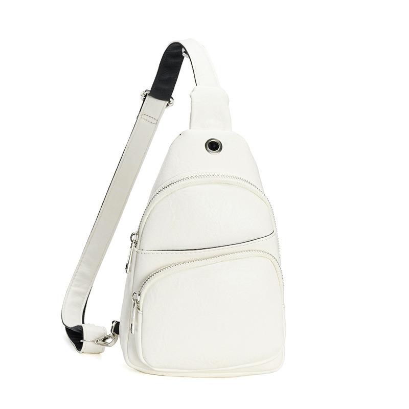 Chest Bag Female Sports Multifunctional Small Backpack Casual Simple Lightweight Retro Male Bag Slanting Shoulder Bag PU Soft Leather Mobile Phone Bag