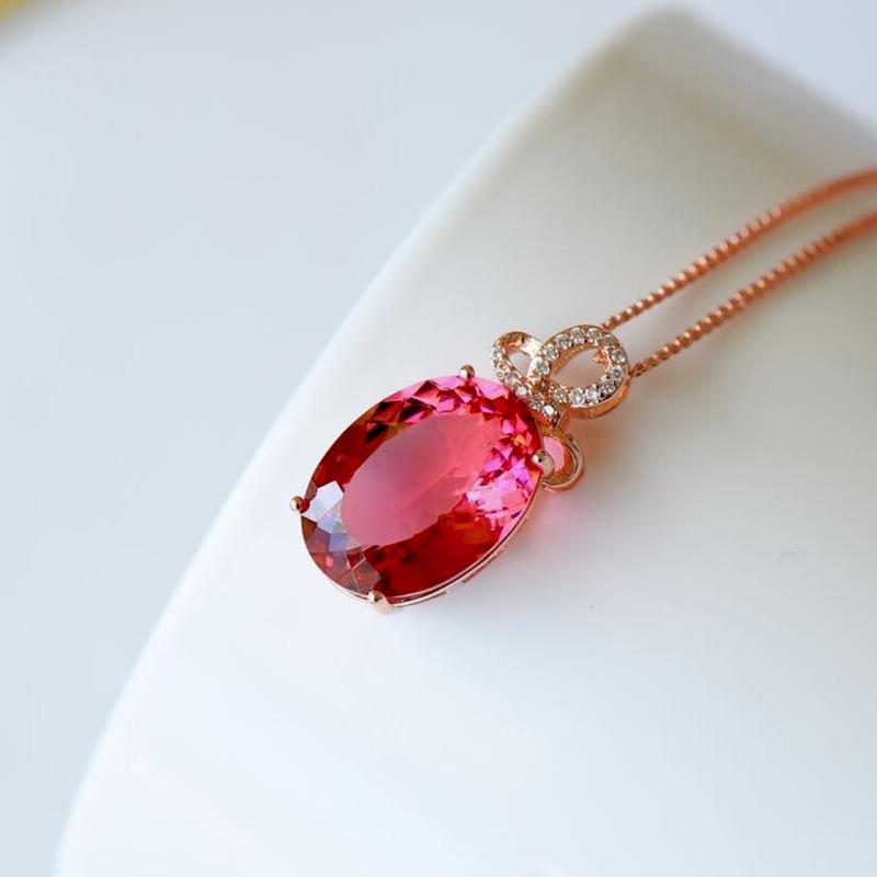POMOiii Новый темпераментный красный турмалин, цветной кулон с сокровищами, розовое золото, модное ожерелье с ключицей, головной убор, изящные ювелирные изделия, новые модные