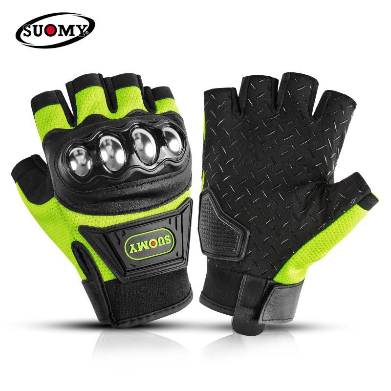 Stainless Steel Reinforced Motorcycle Gloves Men Women Outdoor Riding All Season Half Finger Breathable Protective Gear