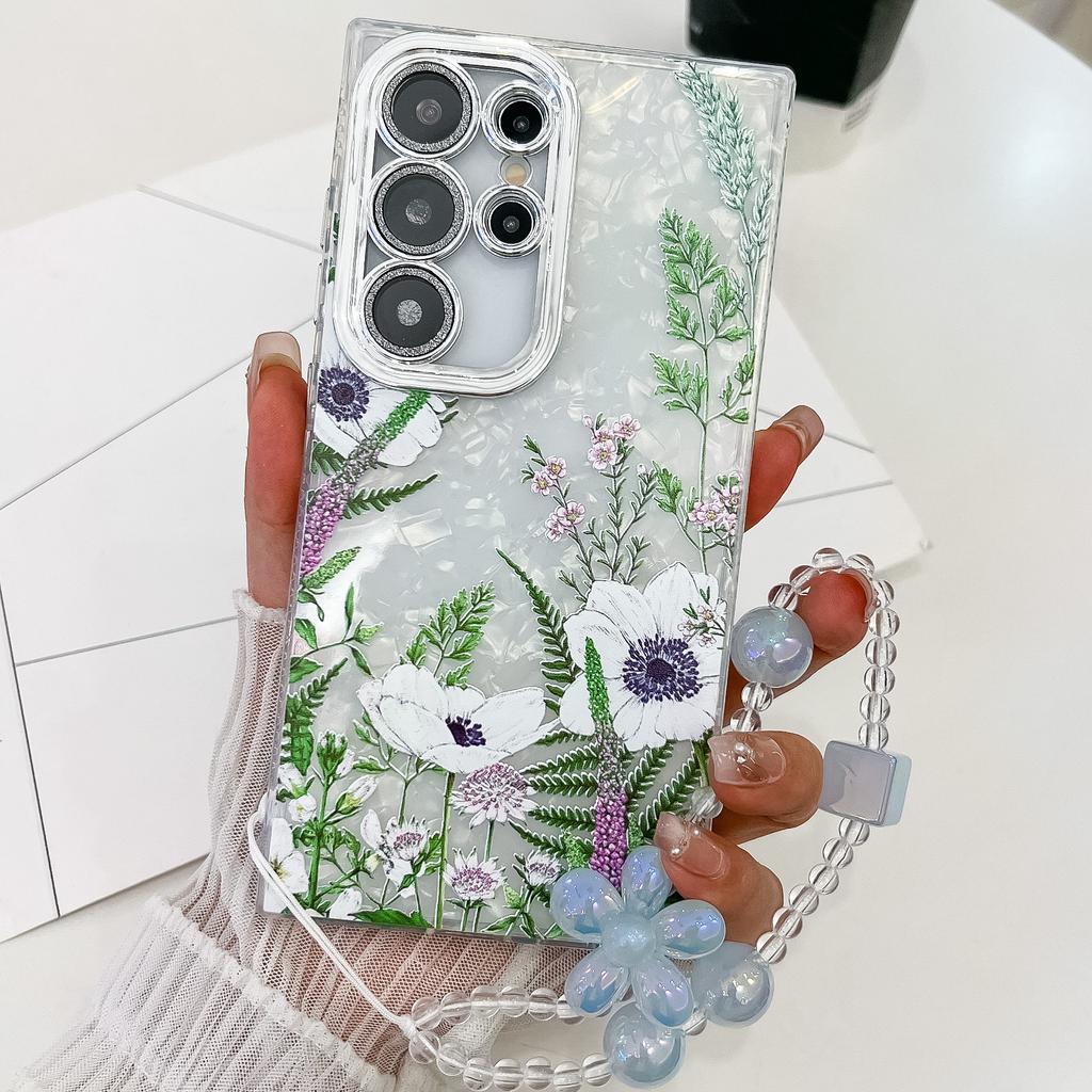 Samsung S25 Ultra Mobile Phone Case Flower Lens Film S24 All Inclusive New A56 Bracelet Protective Case