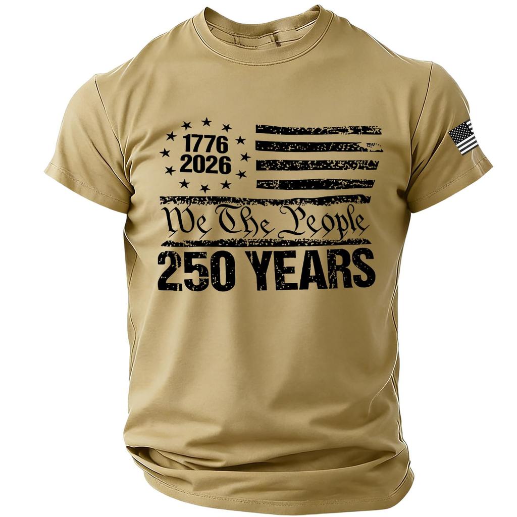 Мужская футболка с коротким рукавом и круглым вырезом с принтом We The People 250 Years 1776 2026 Flag, повседневный топ