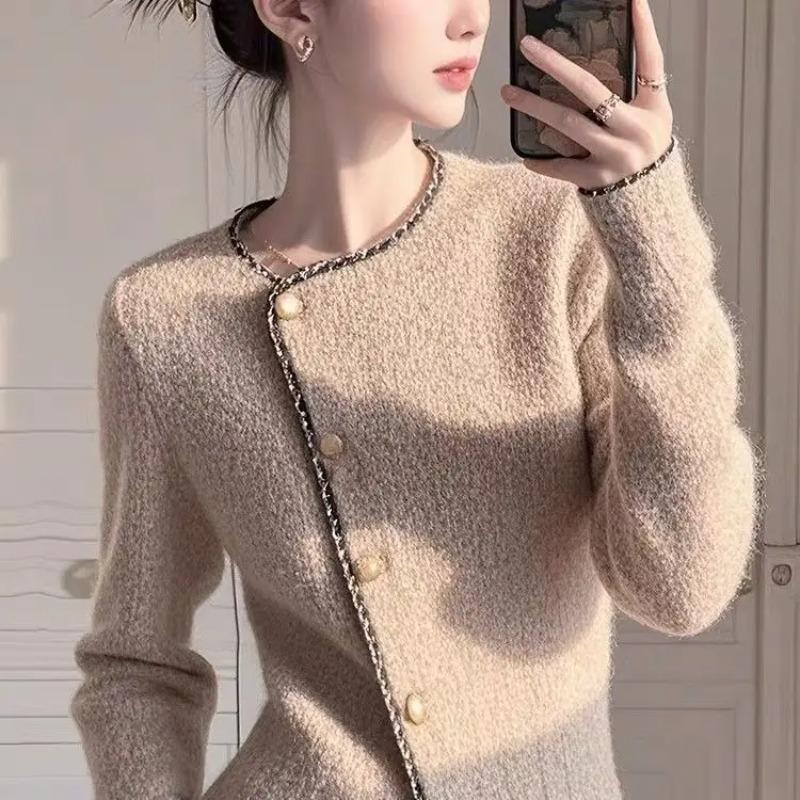 Стильный нишевый утолщенный вязаный кардиган-куртка для женщин, Осень-Зима