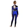 Girls Performance Jumpsuit Color Gradient Mock Neck Long Sleeve with Rhinestones Keyhole Back