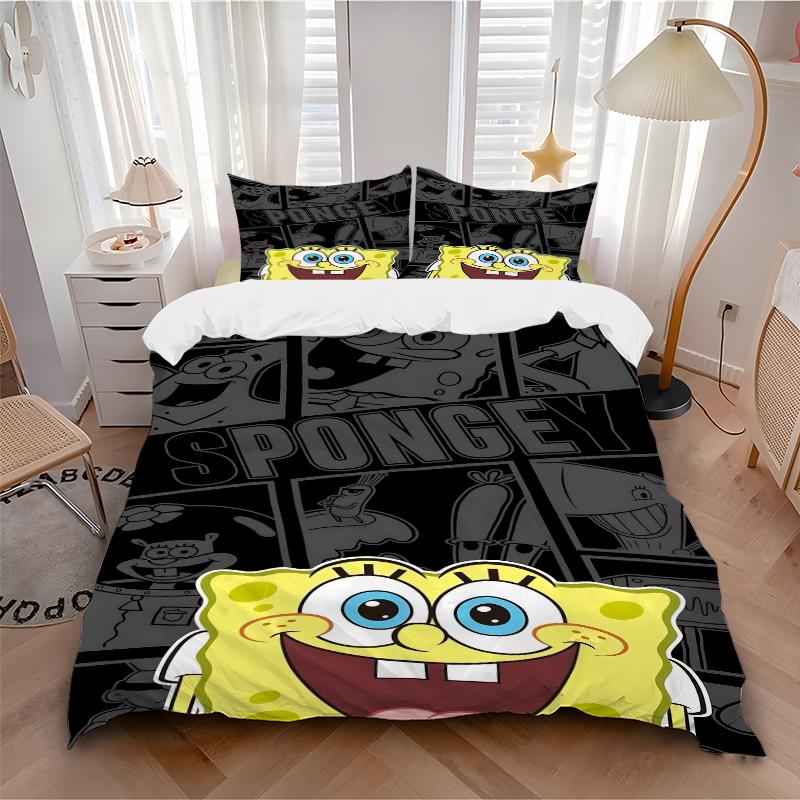 3Pcs Spongebob Squarepants Adventure Bedding Sets For All Sizes New 3D Printed Bed Cover Comforter Duvet Cover Pillowcase Bedroom Decoration