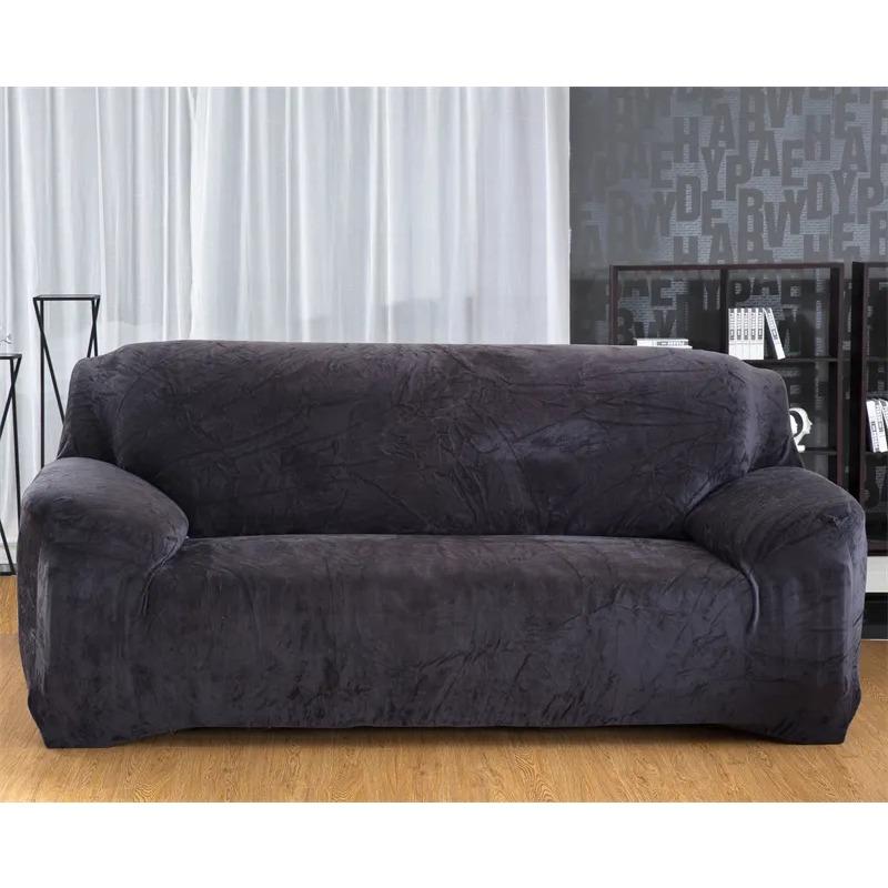 Thicken Plush Elastic Sofa Covers for Living Room Sectional Corner Furniture Slipcover Couch Cover 1/2/3/4 Seater Solid Color